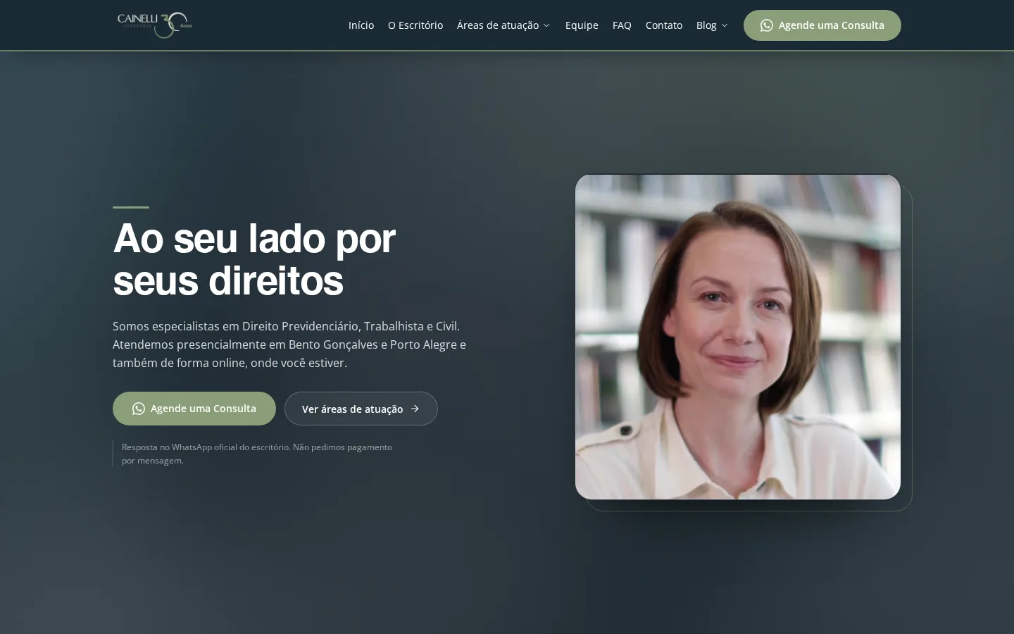 Cainelli Advogados — case de criação de sites Site Cainelli Advogados desenvolvido pela Agência Kaizen