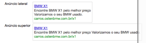Exemplo de Links Patrocinados