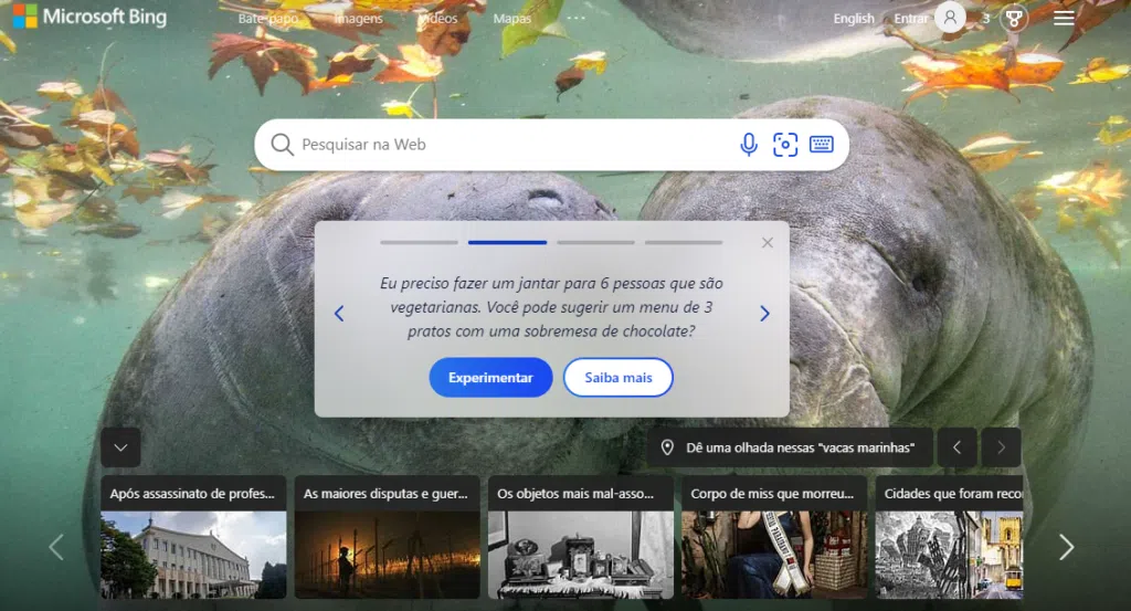 Testando o Bing